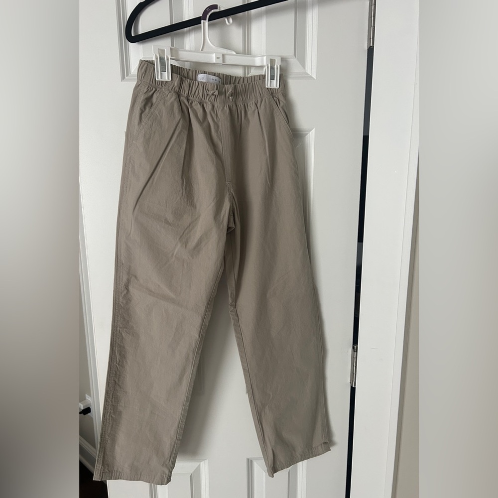 Zara Boys 11/12 lite khaki Tan Chinos Pants lightweight cotton summer drawstring